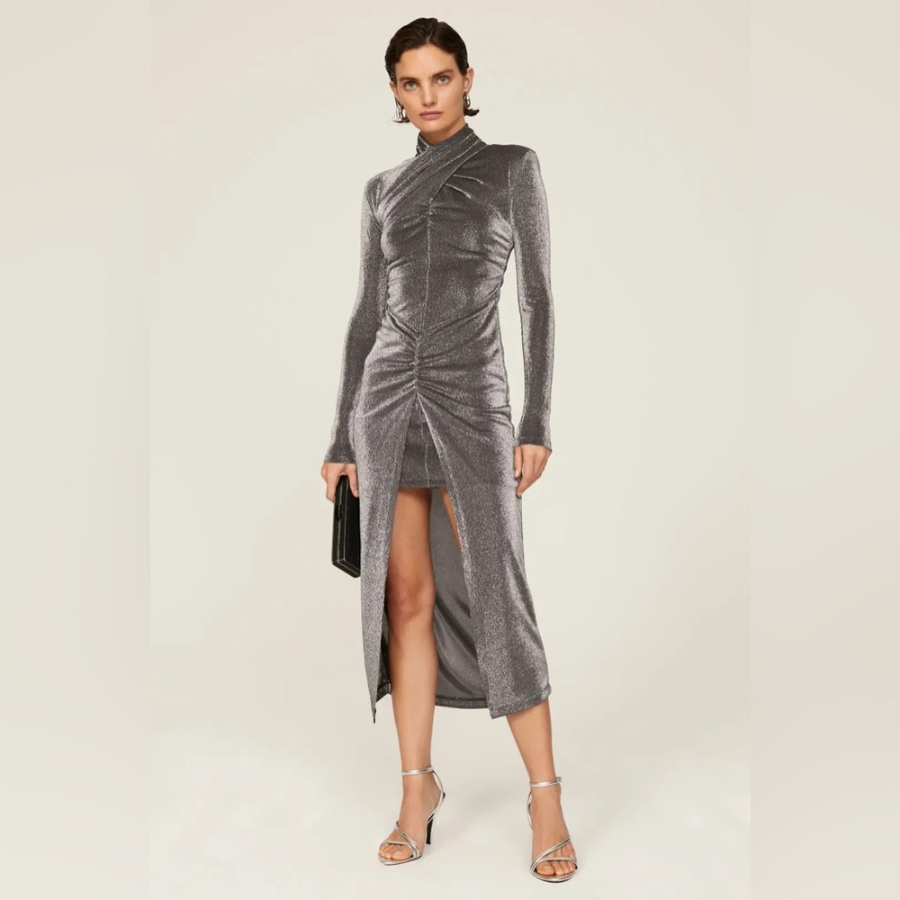 All Saints Ayla Metallic long sleeve Dress NWT